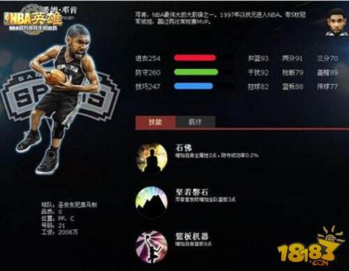 NBA大师蒂姆邓肯人物能力一览 攻守兼备石佛